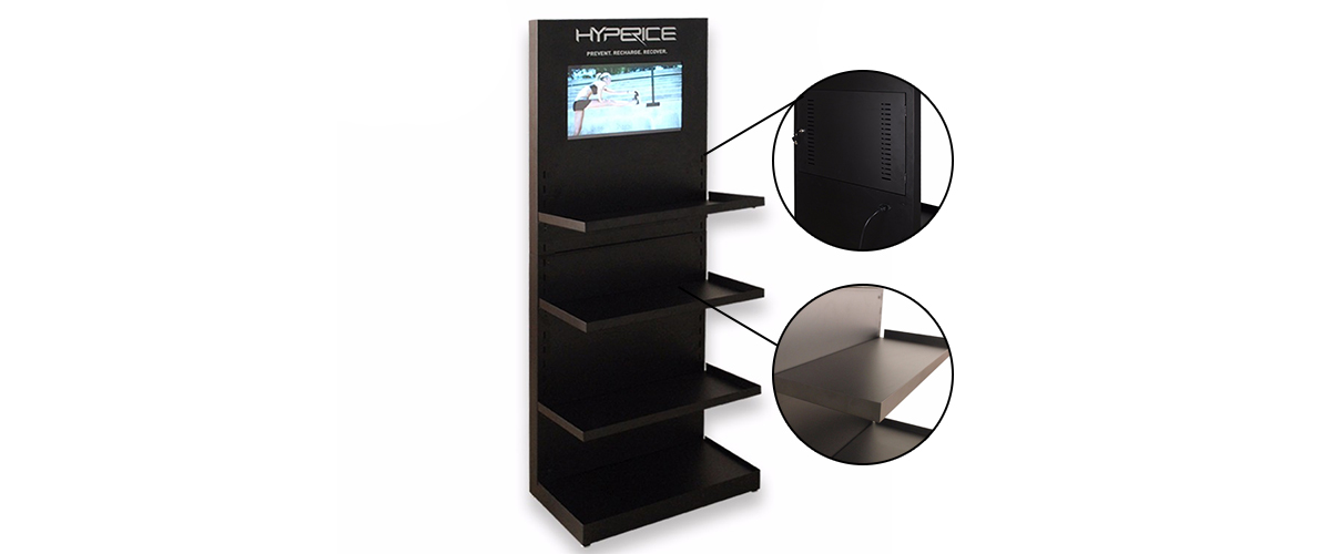 落地金屬筋膜槍展示架帶LCD顯示屏 廠家定制設(shè)計 落地金屬筋膜槍展示架帶LCD顯示屏 廠家定制設(shè)計