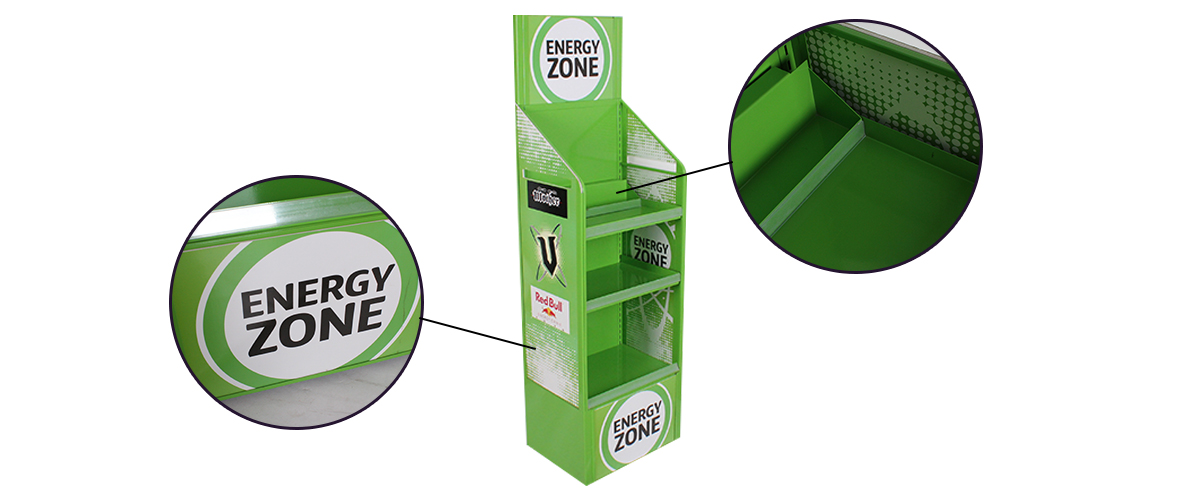 定制4層金屬和PVC落地式飲料展示架 定制4層金屬和PVC落地式飲料展示架