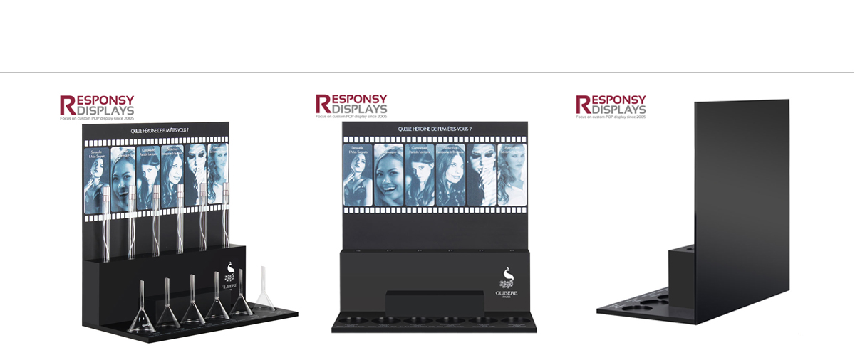 T4mm黑色啞光亞克力香水柜臺展示，化妝品促銷展架